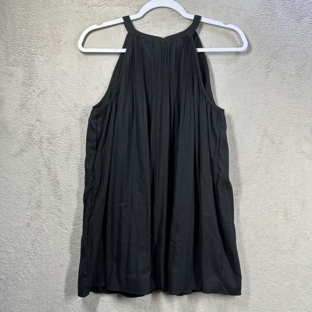 Chico's Black‎ Label Halter Top Womens 10 Black Pleated Neckline Blouse 5027